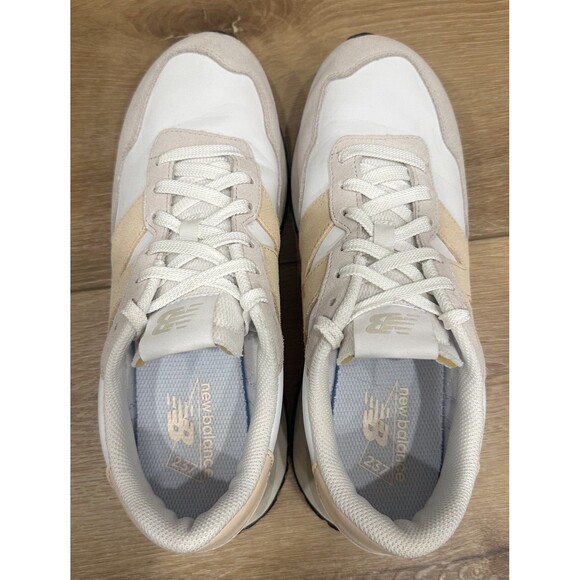 Women’s New Balance 237 Sneakers Shoes Size 10.5 White Taupe Brown EUC! - Picture 2 of 7